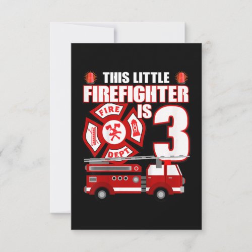 Kids 3 Year Old Firefighter Birthday Fire Truck Invitation