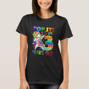Kids 3 Year Old Gifts 3rd Birthday Girl Pop it Dab T-Shirt