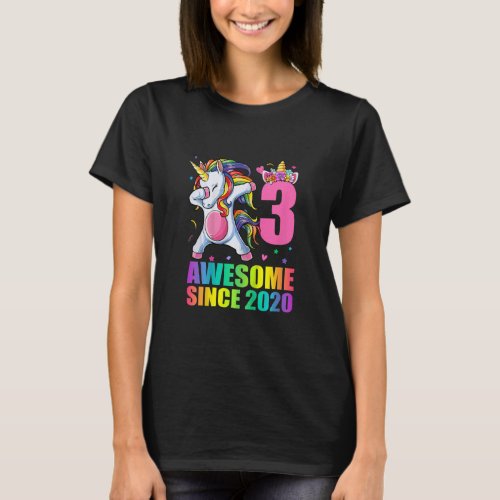 Kids 3 Year Old Girls Dabbing Unicorn Awesome Sinc T_Shirt