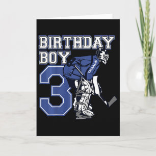 Kids 3 Year Old Ice Hockey Goalie Themed Birthday Card