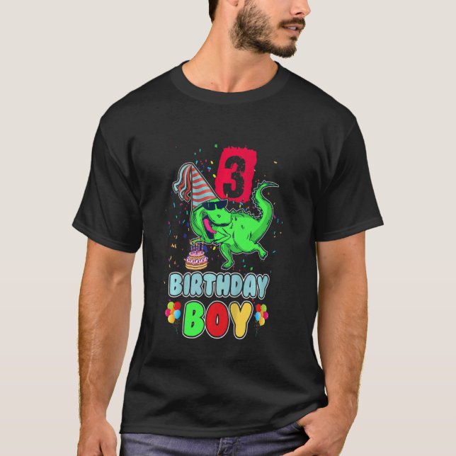Kids 3 Year Old  Rawr I'm 3rd Birthday Boy Dinosau T-Shirt (Front)
