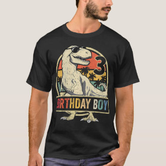 Kids 3 Year Old Shirt 3Rd Birthday Boy T Rex Dinos
