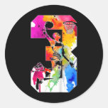 Kids 3 Years Number 3 Sketll 3rd Birthday  Classic Round Sticker