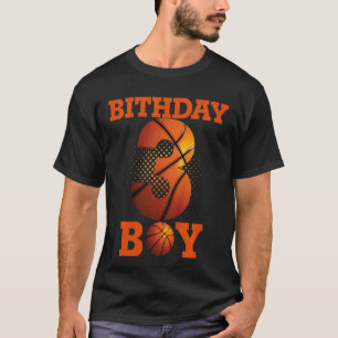 Kids 3 Years Old Basketball Boy 3rd Birthday Party T-Shirt