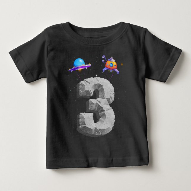 Kids 3 Years Old Birthday Boy Astronaut Gifts Spac Baby T-Shirt (Front)