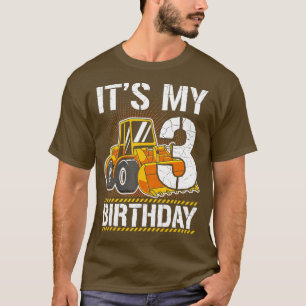 Kids 3 Years Old Construction Vehicle 3rd Birthday T-Shirt