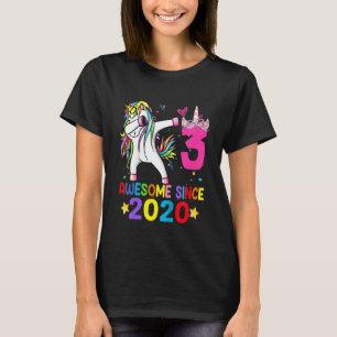 Kids 3 Years Old Unicorn Dabbing 3rd Birthday Girl T-Shirt