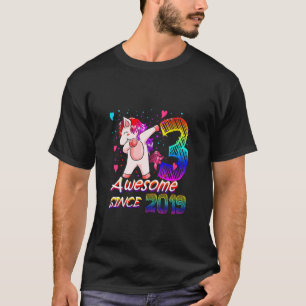 Kids 3 Years Old Unicorn Flossing 3Rd Birthday Gir T-Shirt