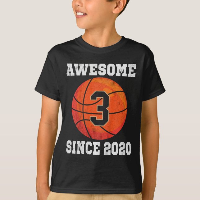 Kids 3rd Birthday Basketball Lover 3 Years Old Vin T-Shirt (Front)