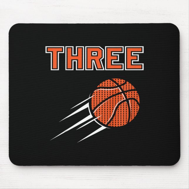 Kids 3rd Birthday Basketball Party Jersey 3 Years  Mouse Pad (Front)