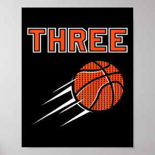 Kids 3rd Birthday Basketball Party Jersey 3 Years Poster