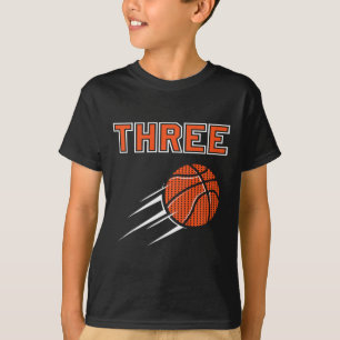 Kids 3rd Birthday Basketball Party Jersey 3 Years T-Shirt