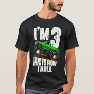 Kids 3rd Birthday Boy Monster Truck Rule Jam Thr T-Shirt