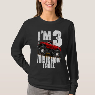 Kids 3rd Birthday Boy Monster Truck Rule Jam Thr T-Shirt