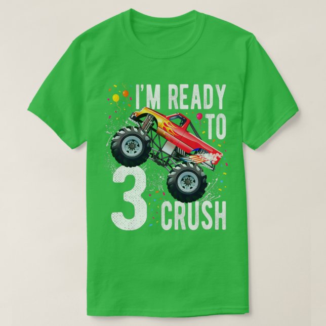 Kids 3rd Birthday Boy Shirt 3 Year Old Monster Tru (Design Front)