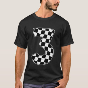 Kids 3rd Birthday Checkered Number 3 Car Racing Fl T-Shirt