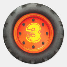 Kid's 3rd Birthday Construction Truck Party Classic Round Sticker