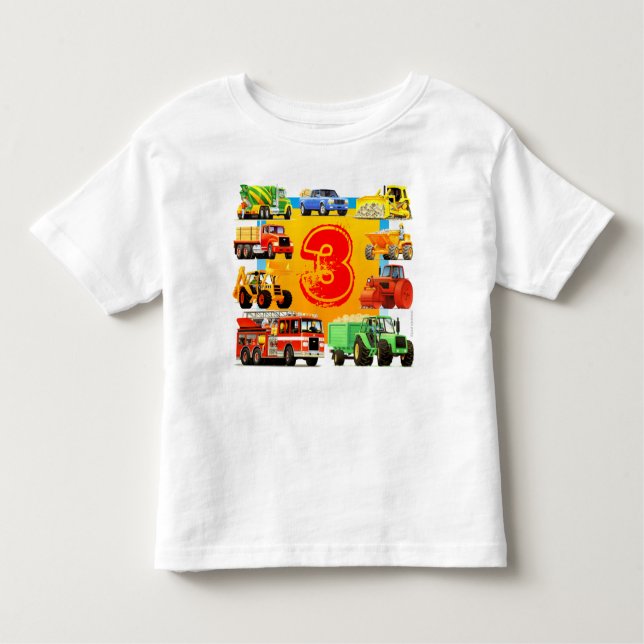 Kid's 3rd Birthday Construction Truck Toddler T-shirt (Front)