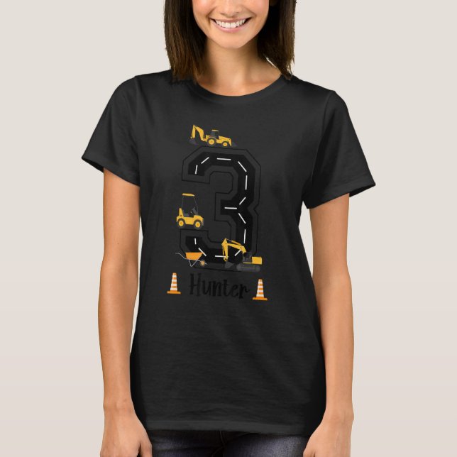 Kids 3rd Birthday Crane Excavator Truck 3 Year Old T-Shirt (Front)