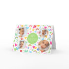 Kids 3rd Birthday Cute Rainbow Photo Hearts Green