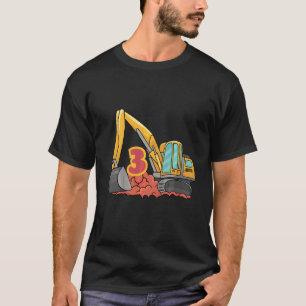 Kids 3rd Birthday Excavator Boys Girls 3 Years T-Shirt