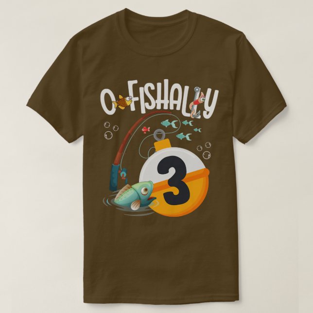 Kids 3rd Birthday Fishing Theme For Boys And Girls T-Shirt (Design Front)