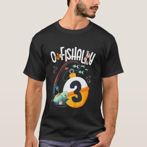 Kids 3rd Birthday Fishing Theme For Boys And Girls T-Shirt