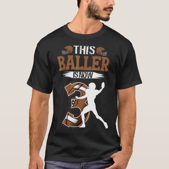 Kids 3rd Birthday Football Boy 3 Years Old Footbal T-Shirt (Front)