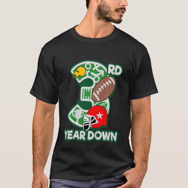 Kids 3rd birthday football theme party  3 year old T-Shirt (Front)