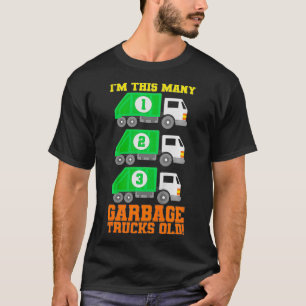 Kids 3rd Birthday Garbage Truck Three Theme Party T-Shirt
