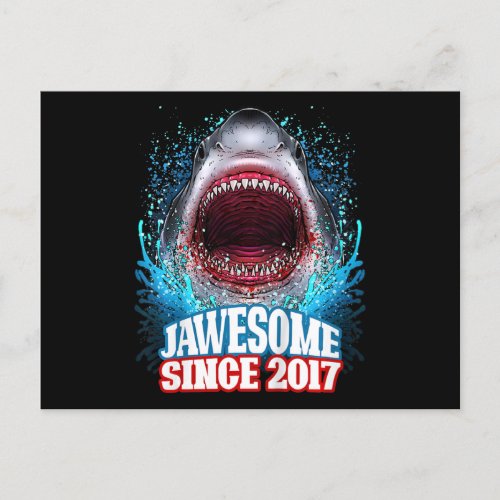 Kids 3rd Birthday Gift Jawesome Since 2017 Shark Invitation Postcard