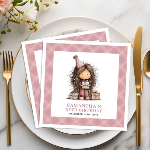 Kids 3rd Birthday Girl Party Funny Whimsy Napkins