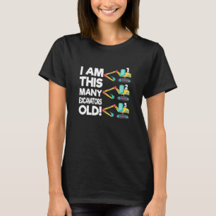 Kids 3rd Birthday  I am This Many Excavators Old 3 T-Shirt