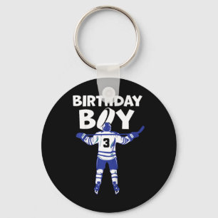 Kids 3rd Birthday Ice Hockey 3 Year Old Toddler Ho Keychain