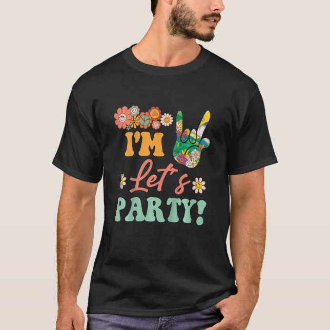 Kids 3rd Birthday Outfit Girl Retro Sunflower Groo T-Shirt (Front)