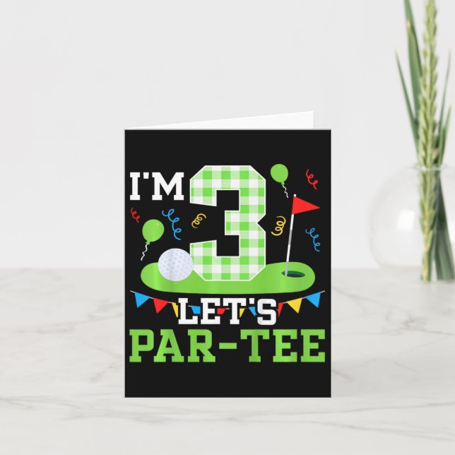 Kids 3rd Birthday Party Golf Boy Three Year Old Go Card (Front)
