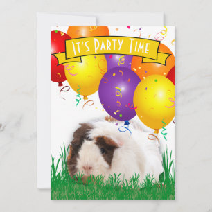 Kids 3rd Birthday Party Guinea & Pig Balloons Invitation