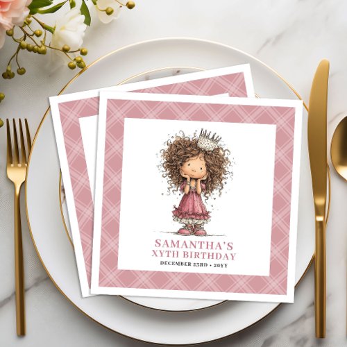 Kids 3rd Birthday Party Whimsy Funny Girl Napkins