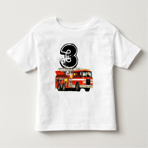 Kids 3rd Birthday Red Fire Truck Toddler T_shirt