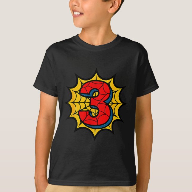 Kids 3rd Birthday Sder Theme Party 3 Year Old Boys T-Shirt (Front)