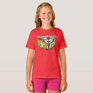 Kid's 3rd Birthday Today I'm Three! Cute Cow T-Shirt