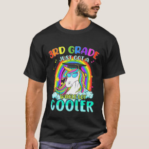 Kids 3rd Grade Cooler Student Unicorn Rainbow Back T-Shirt