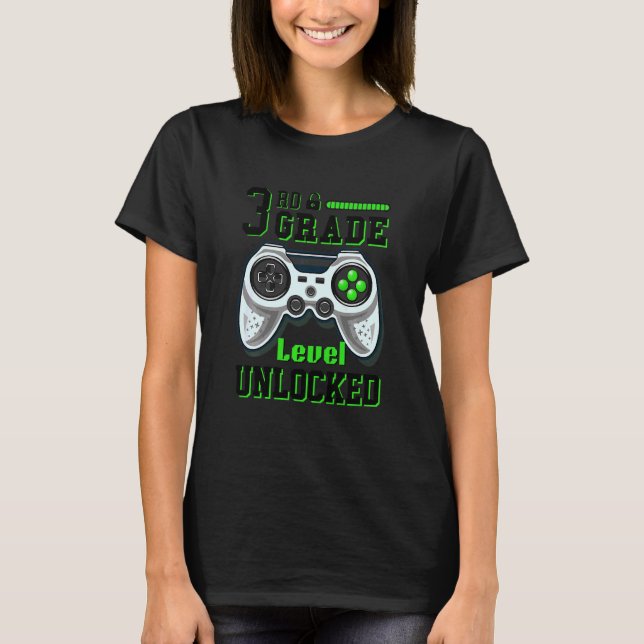 Kids 3rd Grade Level Unlocked Video Game Controlle T-Shirt (Front)