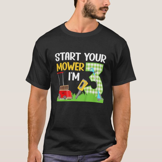 Kids 3rd Lawn Mower Birthday Party Three Year Old  T-Shirt (Front)