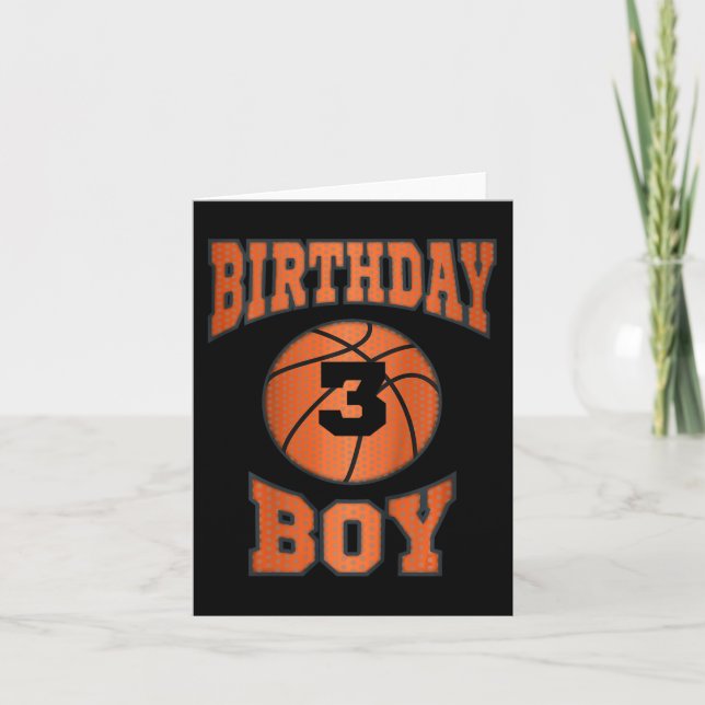 Kids 3rd third 3 three year happy birthday boy bas card (Front)