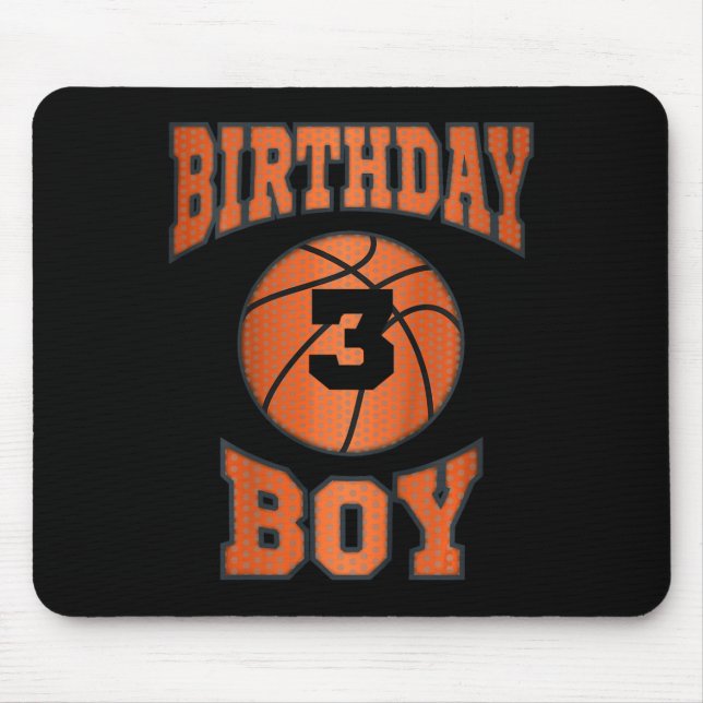 Kids 3rd third 3 three year happy birthday boy bas mouse pad (Front)