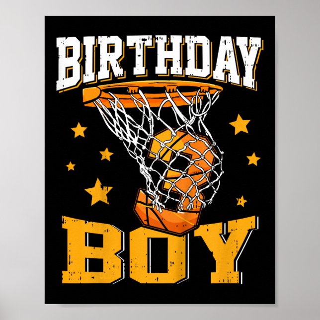 Kids 3rd third 3 three year happy birthday boy bas poster (Front)
