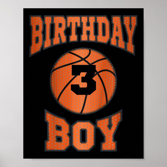 Kids 3rd Third 3 Three Year Happy Birthday Boy Bys Poster (Front)