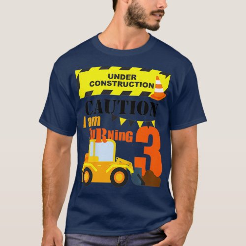Kids 3rd Truck Themed Birthday Excavator  Age 3 T_Shirt