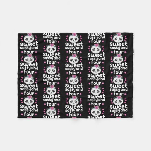 Kids 4 Birthday Sweet Sassy and Seven Cute Fleece Blanket